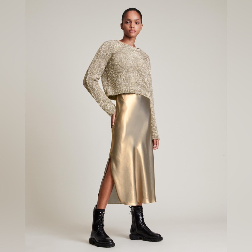 All Saints Rosetta Tinsel Dress and Sweater